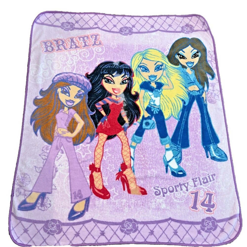 VINTAGE 2005 Bratz Sporty Flair 14 Fleece Blanket Y2K Archive REWORK POTENTIAL!!